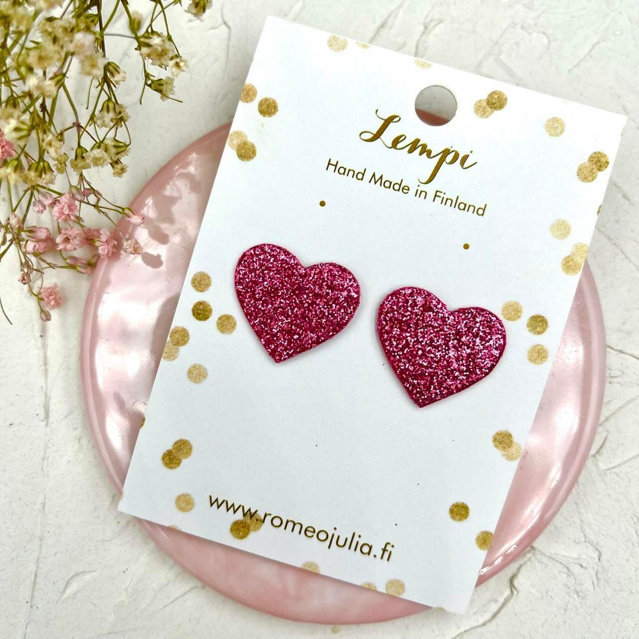 LEMPI-korvakorut, Lempi (ruusuinen pinkki glitter)