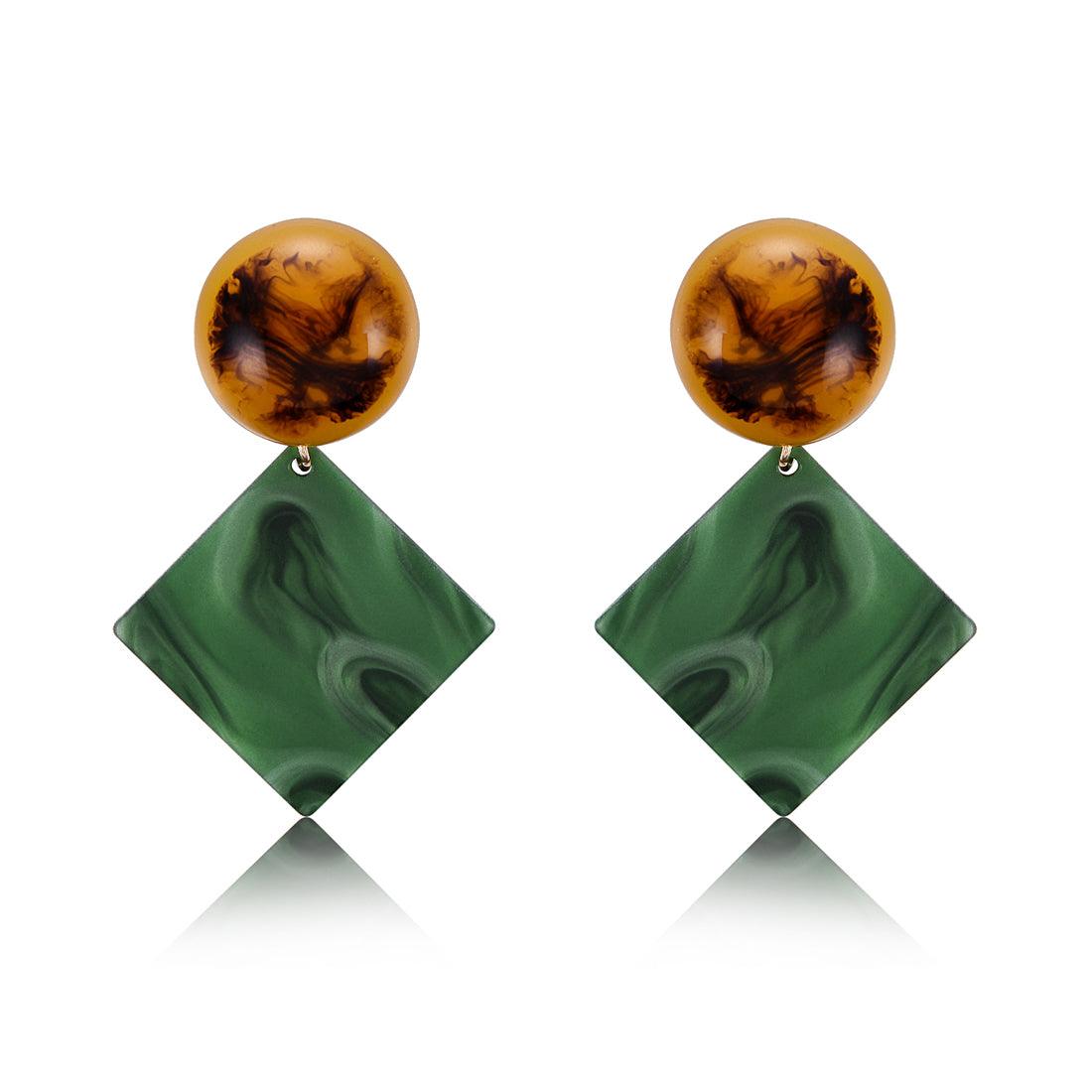 FRENCH RIVIERA|Jenine Earrings -vihreät neliökorvakorut