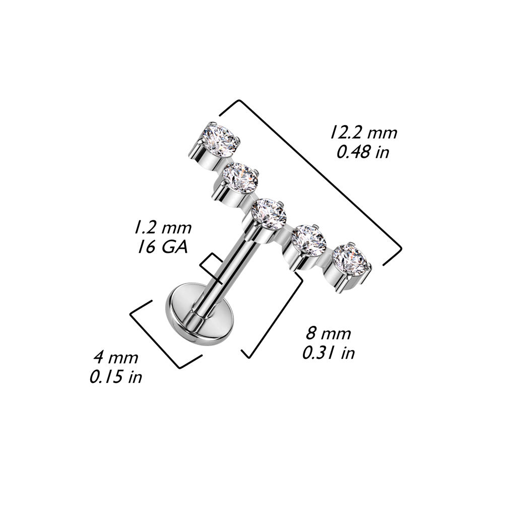 Titaani rustokoru/traguskoru, Curved CZ -kaareva labret (hopea)