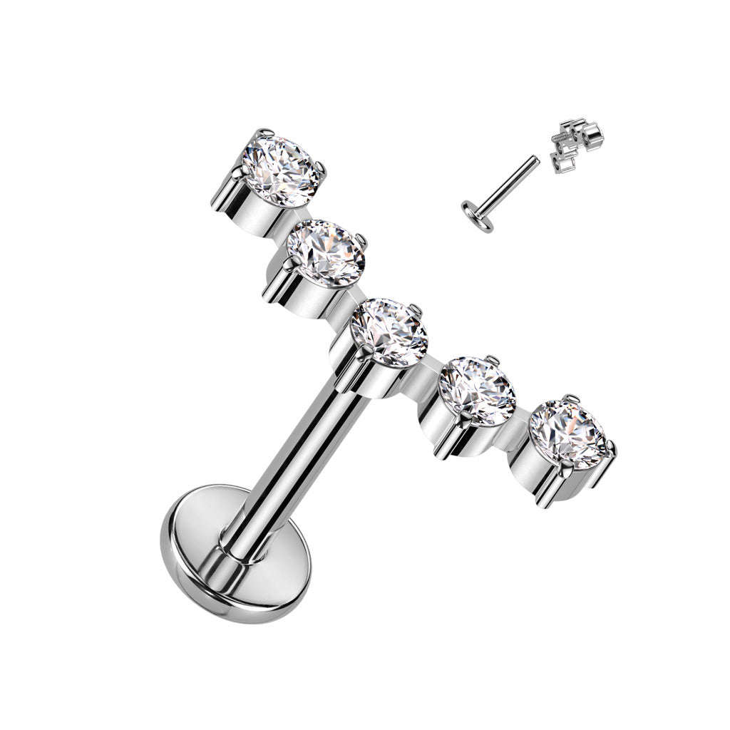 Titaani rustokoru/traguskoru, Curved CZ -kaareva labret (hopea)