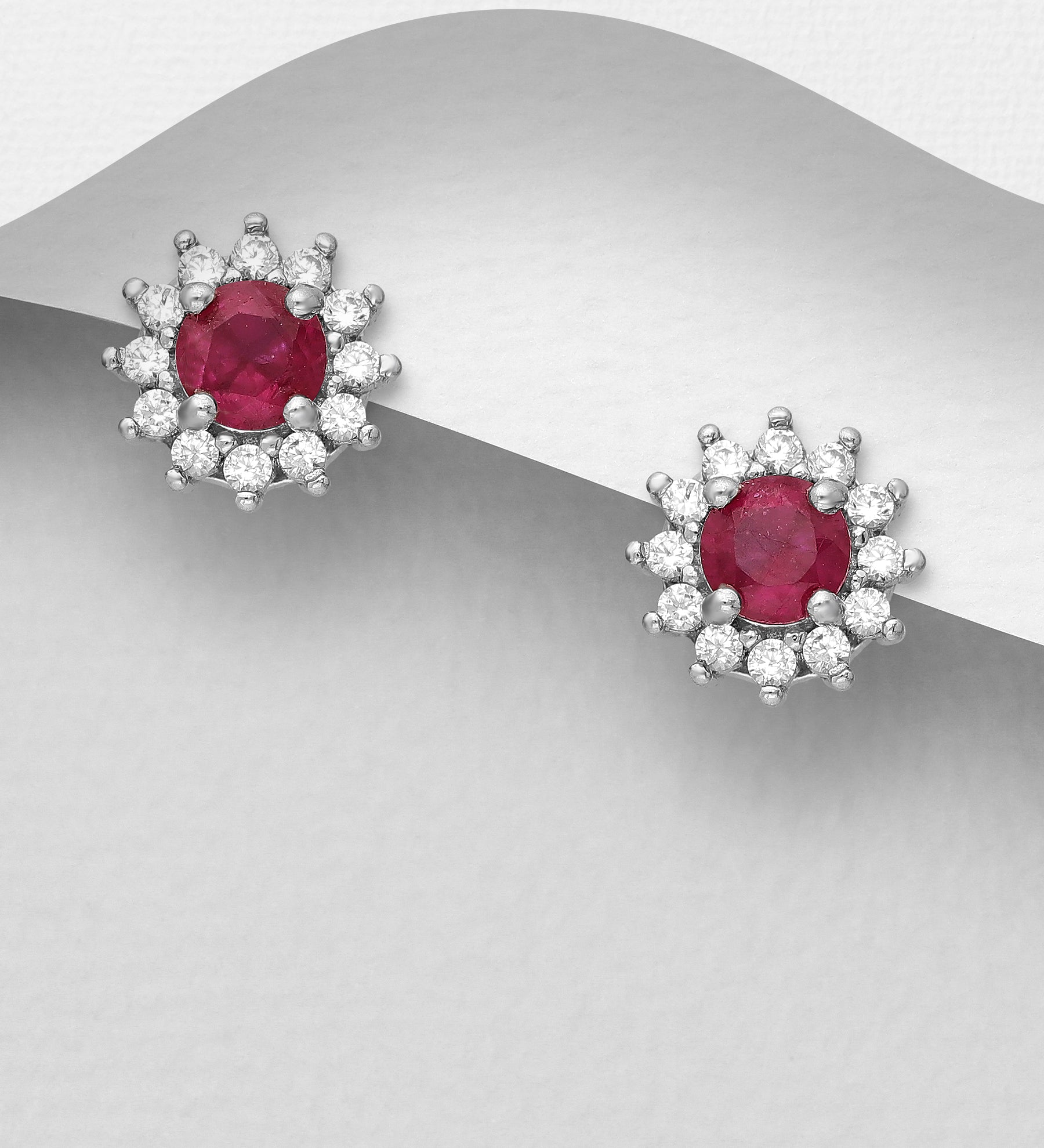 PREMIUM COLLECTION|Victoria -hopeiset punaiset rubiinikorvakorut