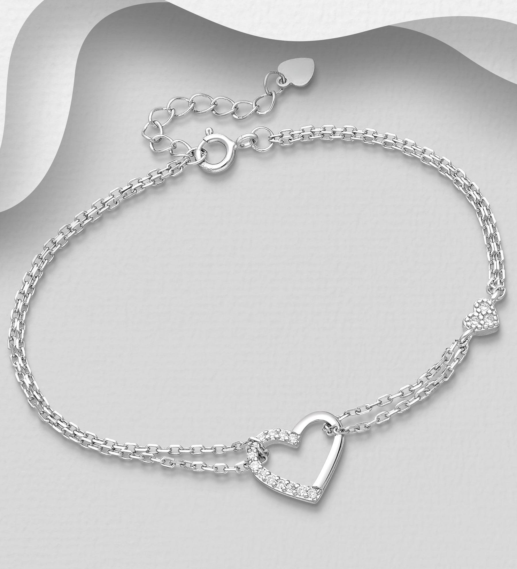 PREMIUM COLLECTION|Ella -beautiful silver heart bracelet