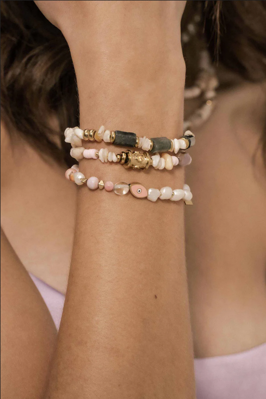 BOHM PARIS|Bracelet Lula - amazonite bracelet with shell beads
