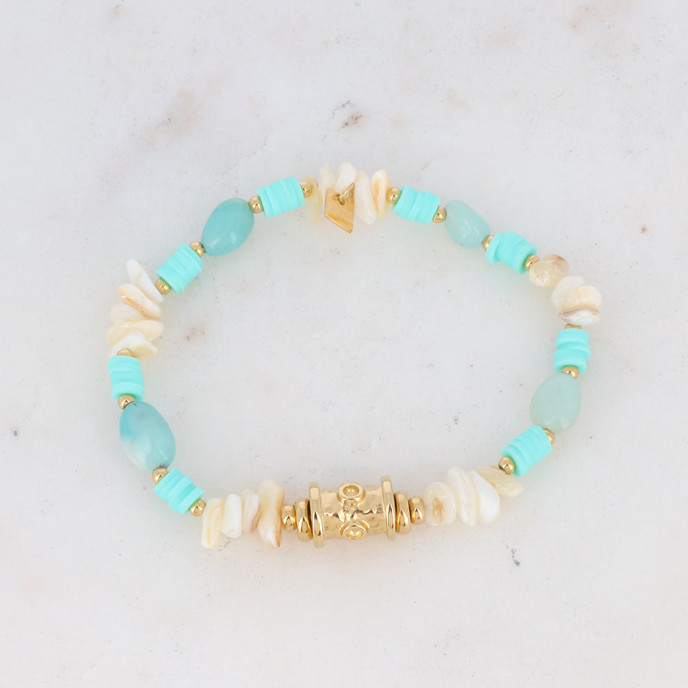 BOHM PARIS|Bracelet Lula - amazonite bracelet with shell beads