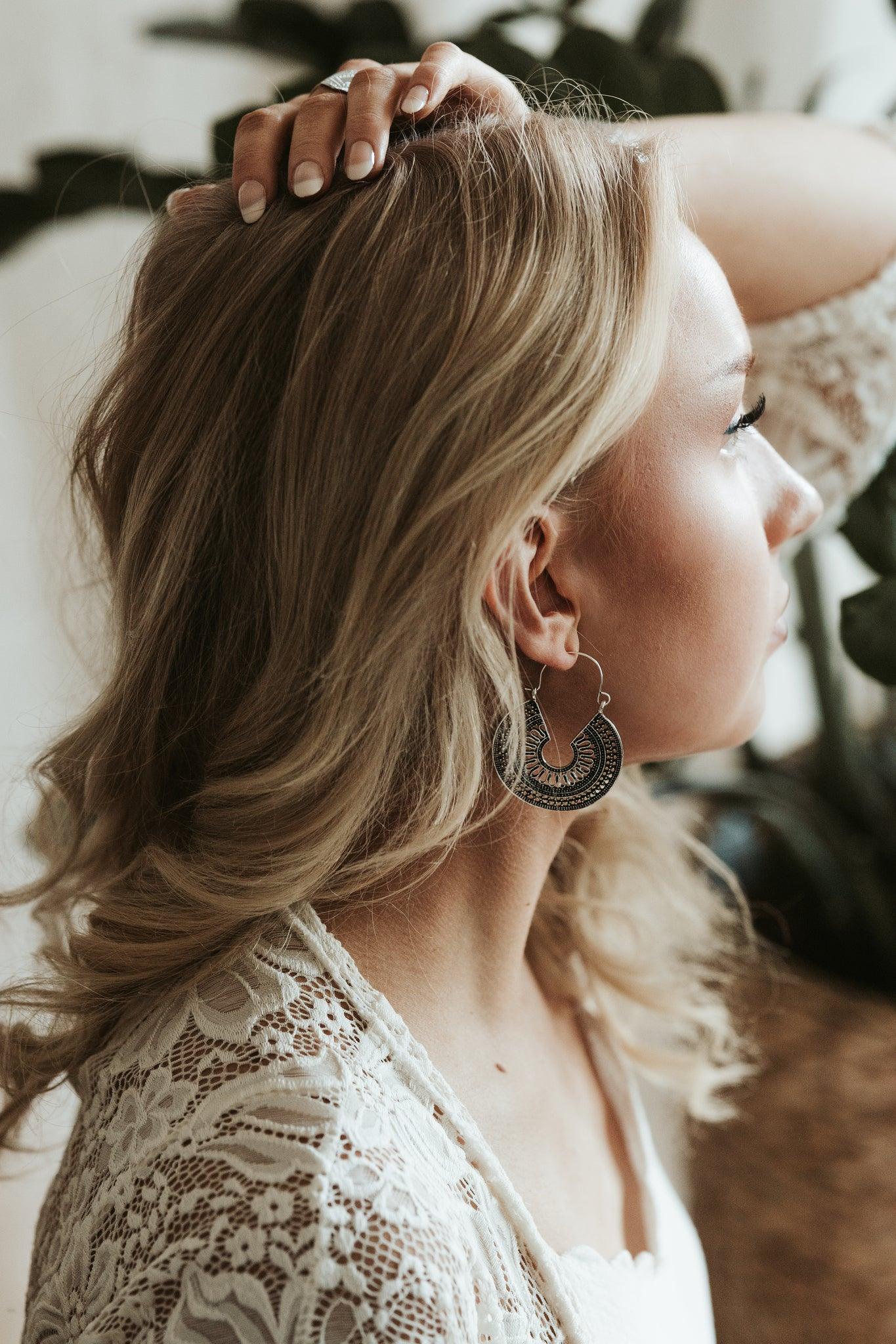 FRENCH RIVIERA|Kaia - bohemian hanger earrings (antique silver)