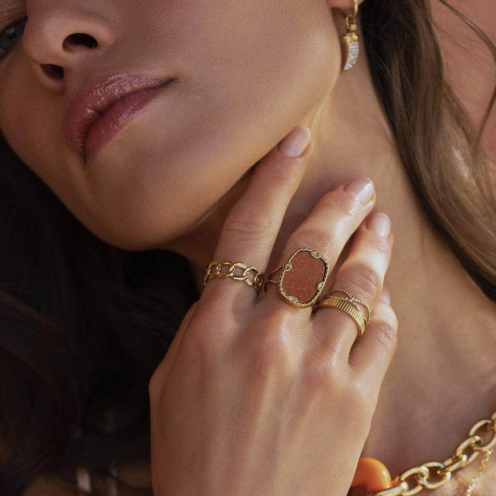 BOHM PARIS|Bague Coline -kirurginterässormus (hopea)