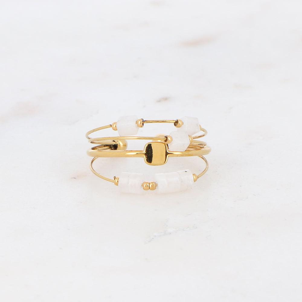 BOHM PARIS|Bague Abriana -akaattisormus pyöriteltävin helmin