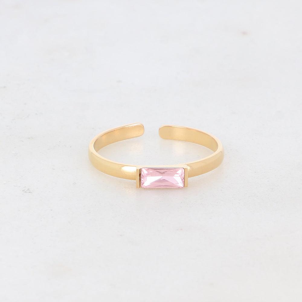 BOHM PARIS|Bague Macy -kirurginterässormus vaaleanpunaisella kivellä