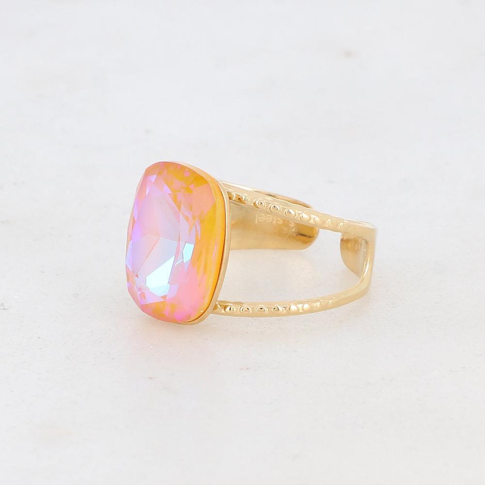 BOHM PARIS|Bague Rosie -opaalinhohtoinen kristallisormus (persikka)