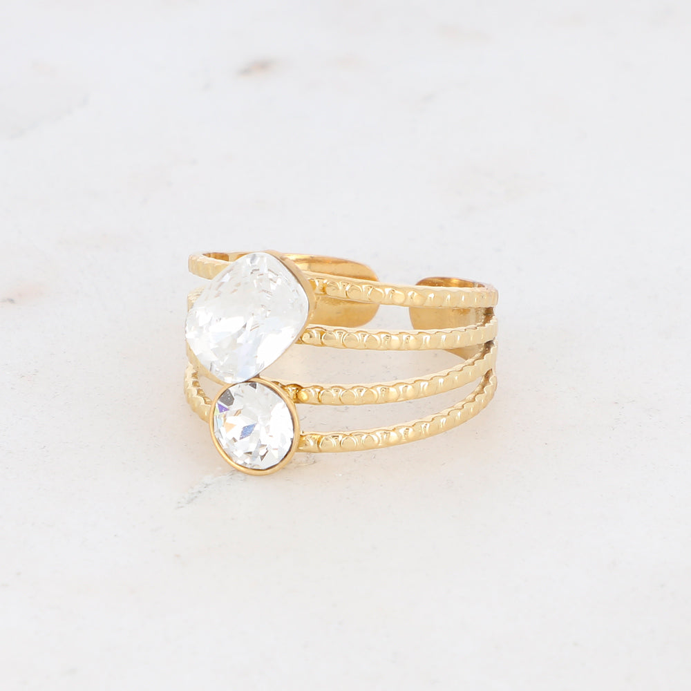 BOHM PARIS|Bague Lolita -kirurginterässormus kirkkaalla kivellä