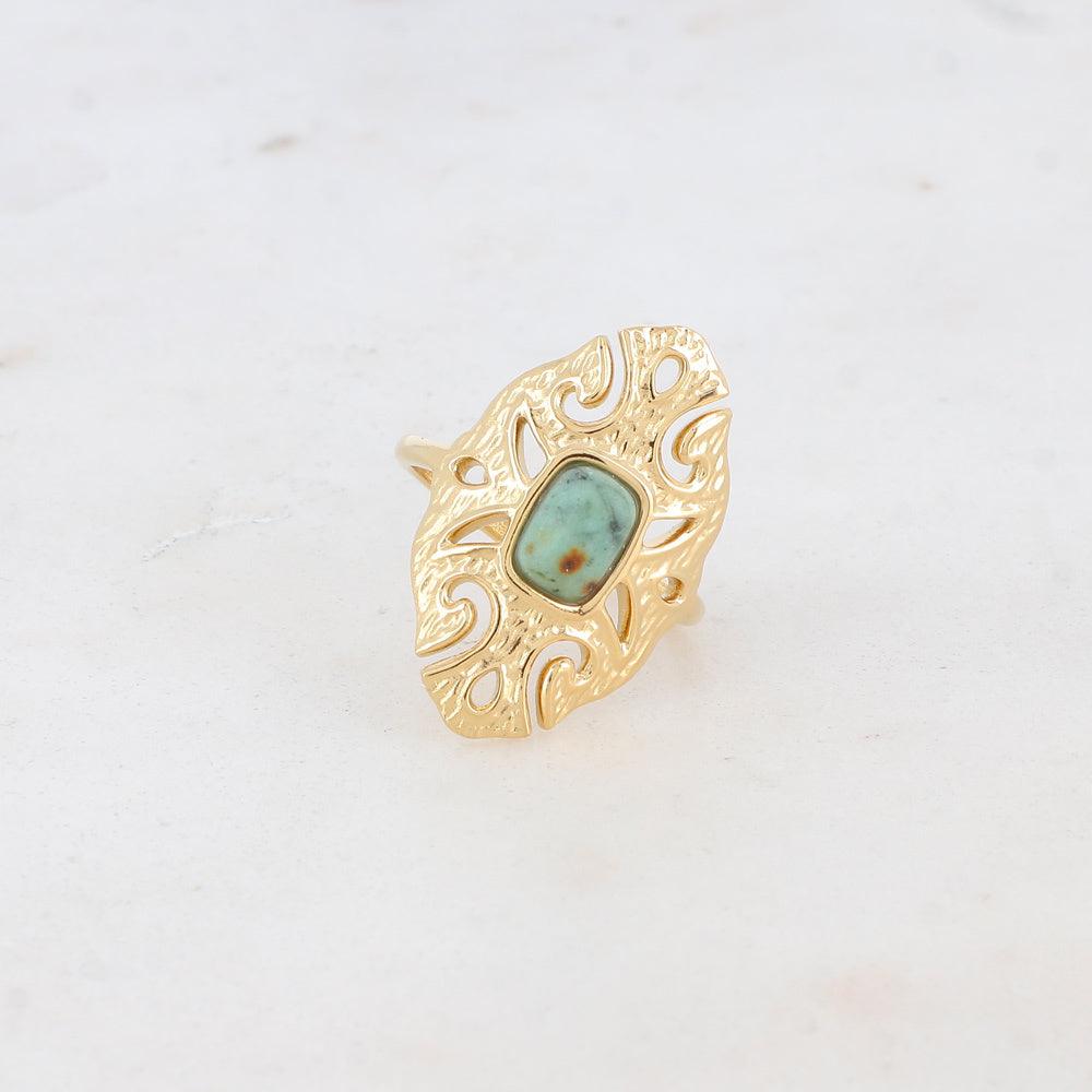 BOHM PARIS|Bague Sélina -kirurginterässormus afrikanturkoosi -kivellä