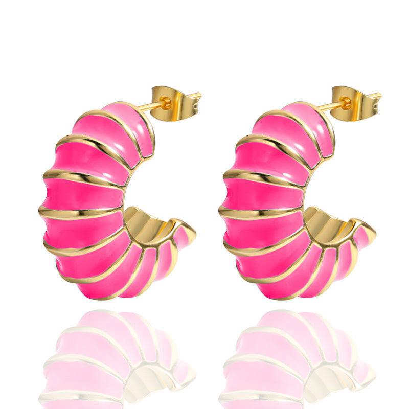 FRENCH RIVIERA|Elle -kirurginteräksiset renkaat pinkein tehostein