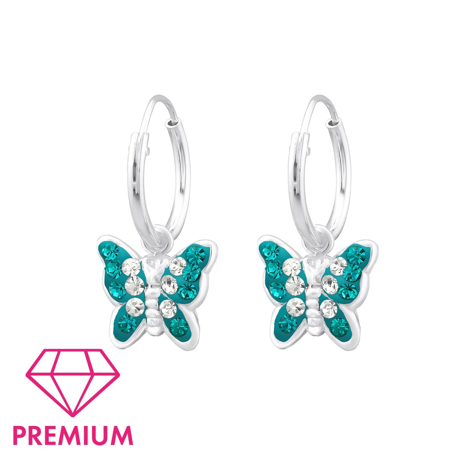 Children's premium silver rings, Butterfly turquoise earrings