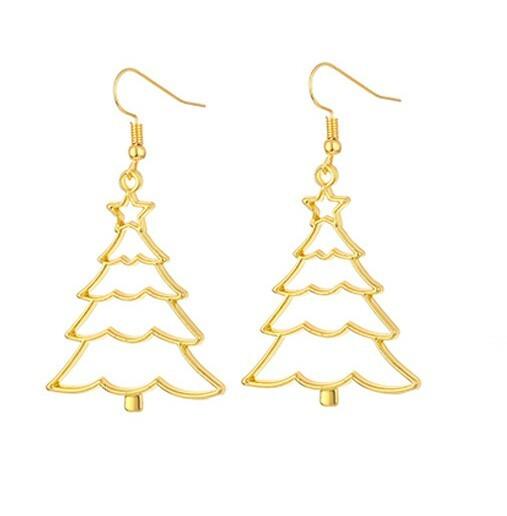 Christmas earrings, Christmas Tree gold-colored Christmas tree earrings