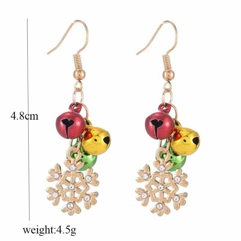 Christmas earrings, Snowflake Bells - gold-colored snowflake earrings