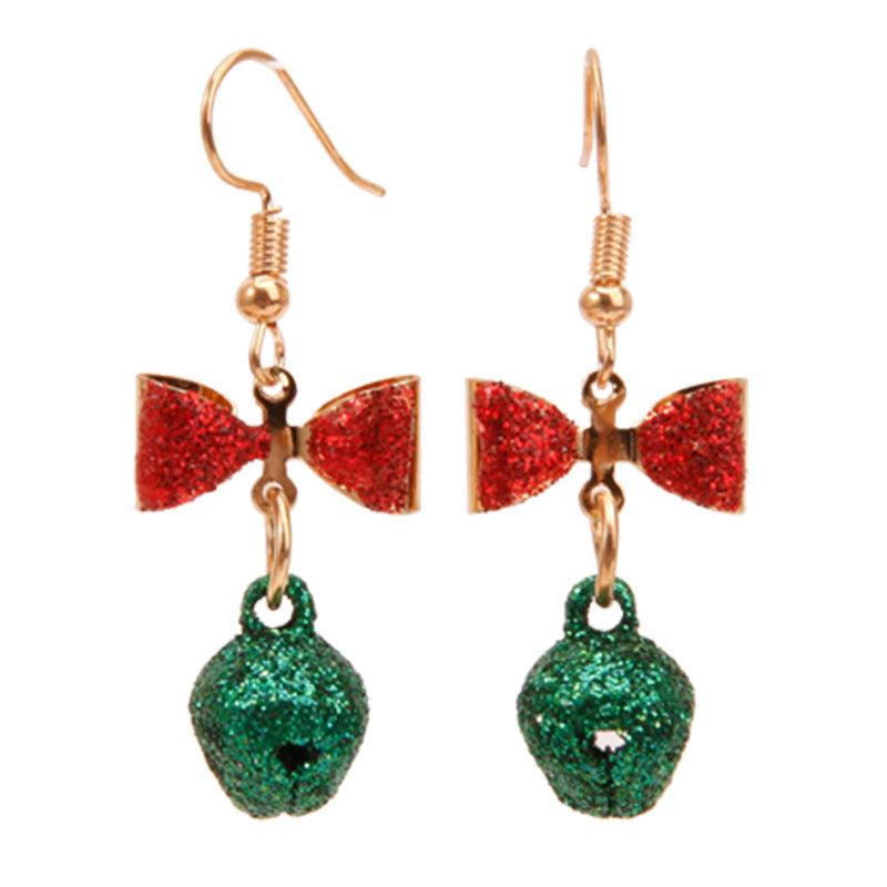 Christmas earrings, Glitter Bells - green glitter earrings with charms