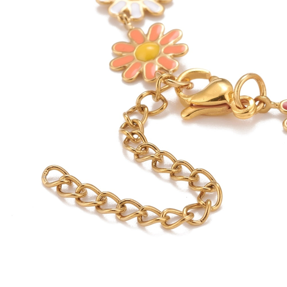FRENCH RIVIERA|Poppy colorful flower bracelet made of surgical steel