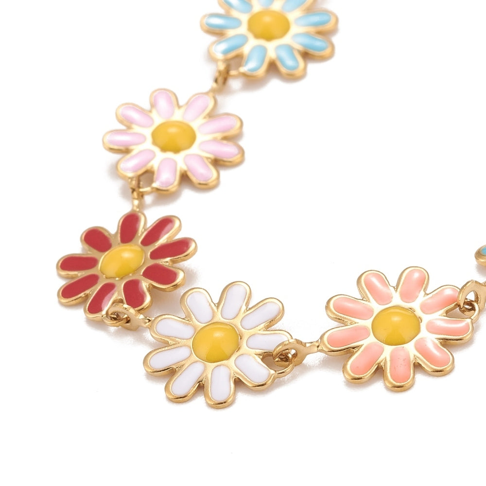 FRENCH RIVIERA|Poppy colorful flower bracelet made of surgical steel
