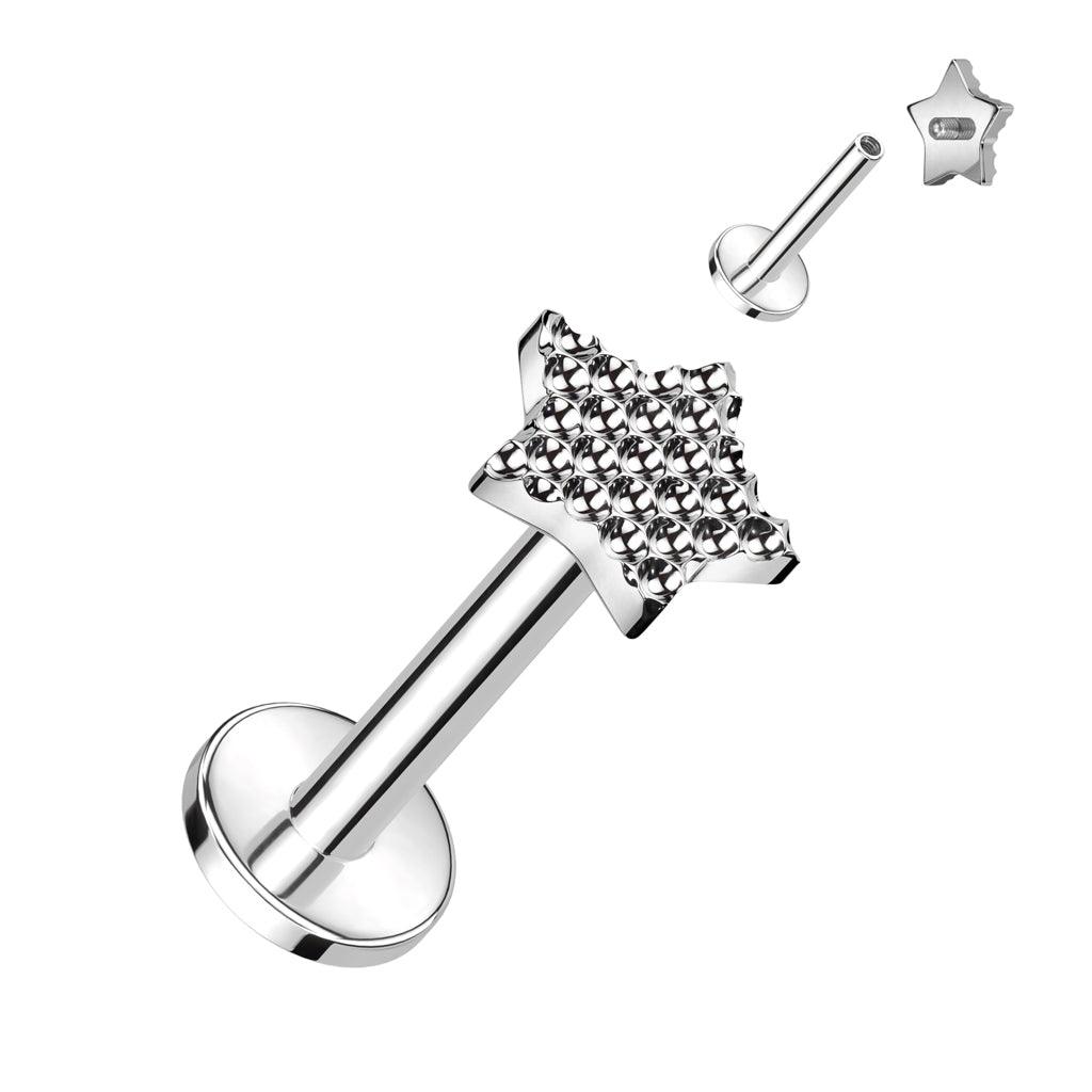 Rustokoru/traguskoru, Diamond Cut Star -titaaninen labret
