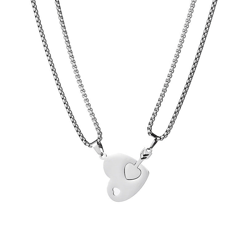 Kirurginteräskaulakoru, Love Hearts -jaettava sydänkaulakoru (hopea)