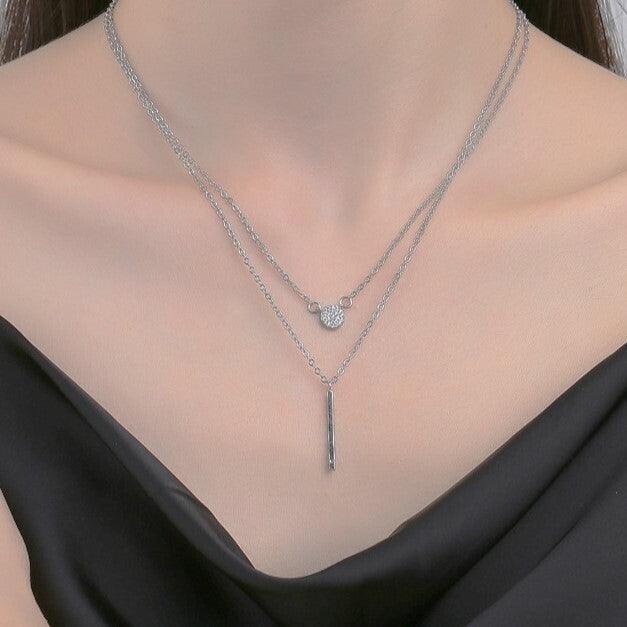 FRENCH RIVIERA | Maddison Necklace -hopeanvärinen kerroskaulakoru