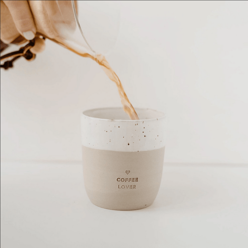 Muki, Coffee Lover Mug -käsintehty korvaton tekstimuki