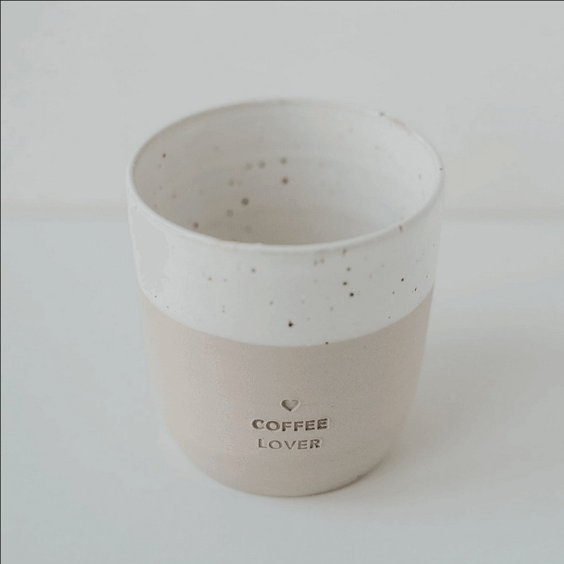 Muki, Coffee Lover Mug -käsintehty korvaton tekstimuki