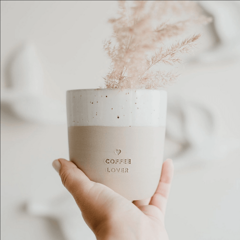 Muki, Coffee Lover Mug -käsintehty korvaton tekstimuki