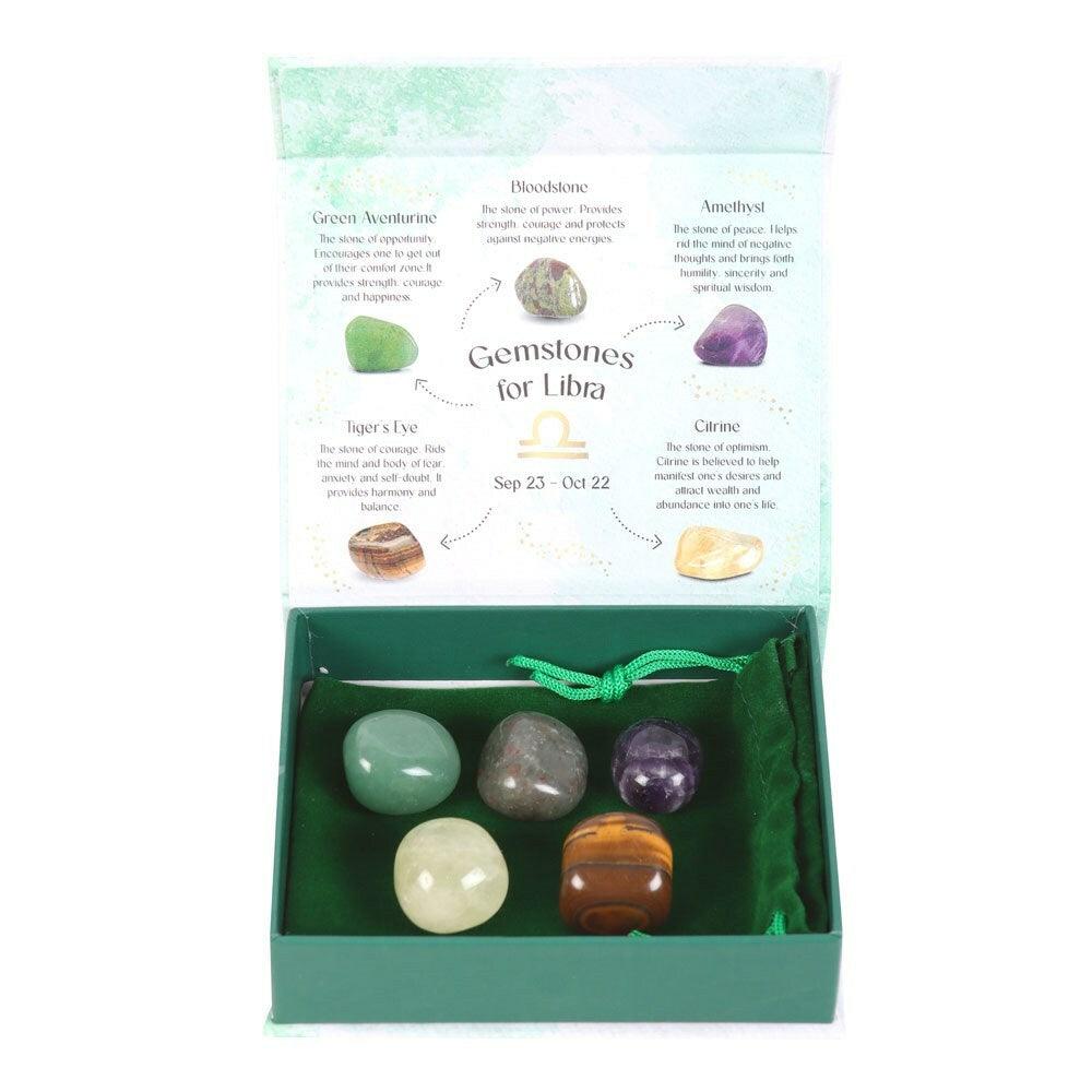 Libra Crystal Tumblestone Set -vaa'an luonnonkivi lahjapakkaus