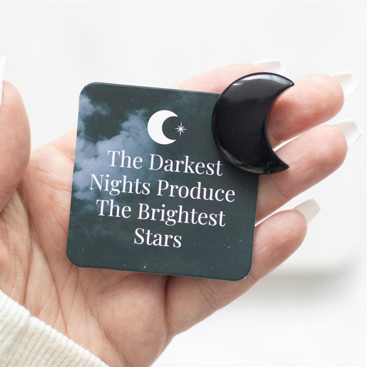 "The Darkest Nights" -obsidiaani kuunsirppi onnenkivi lahjapussissa