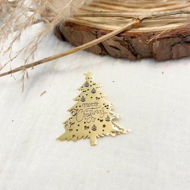 Christmas brooch, Christmas Tree - surgical steel Christmas tree (gold)