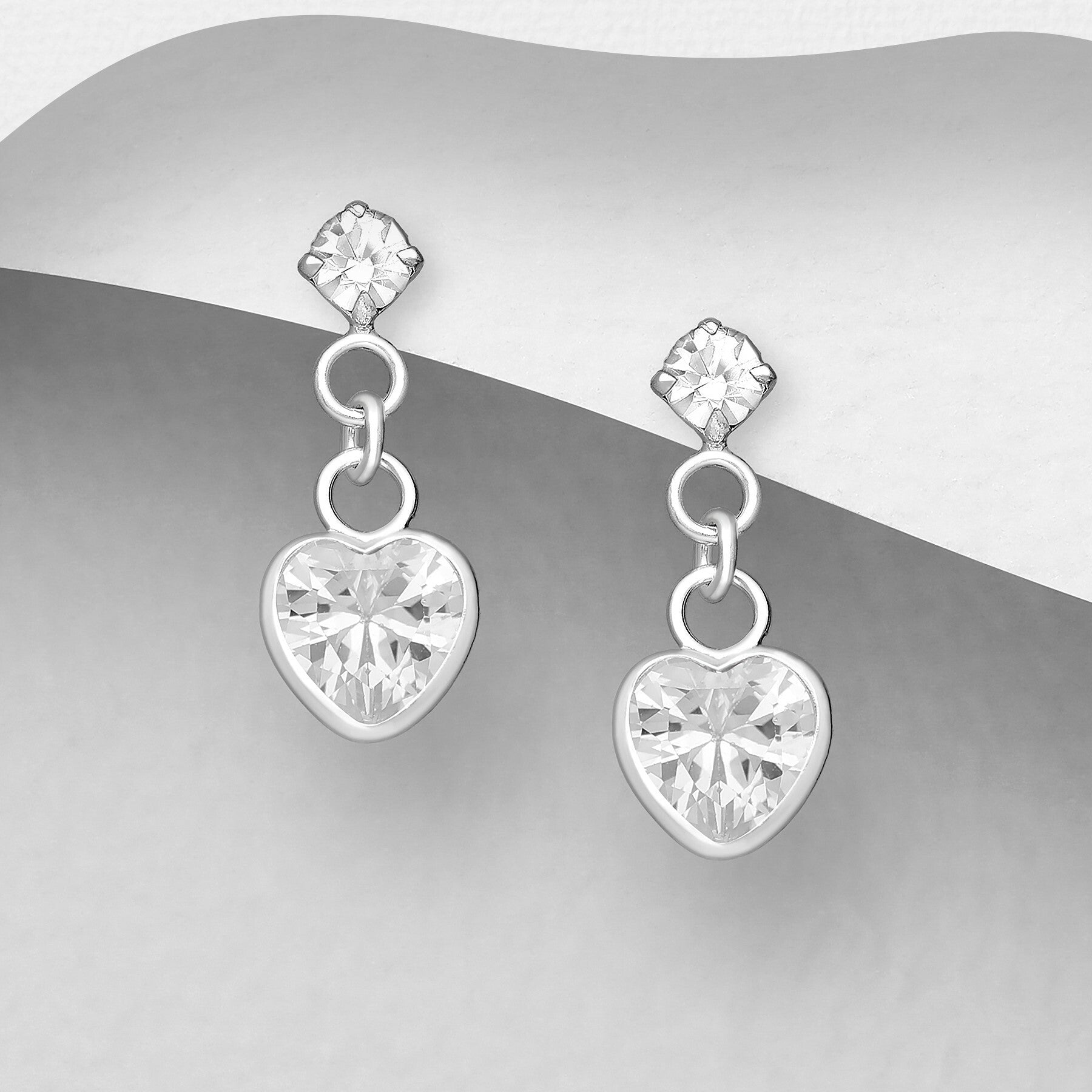 PREMIUM COLLECTION|Wilma -hopeiset sydänkorvakorut kristallilla