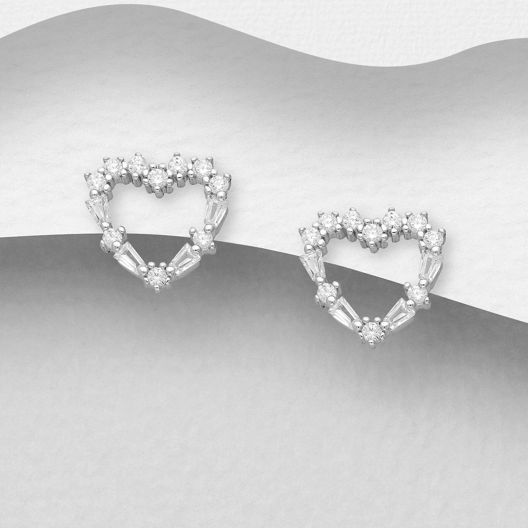 PREMIUM COLLECTION|Emmy silver heart buttons with crystals
