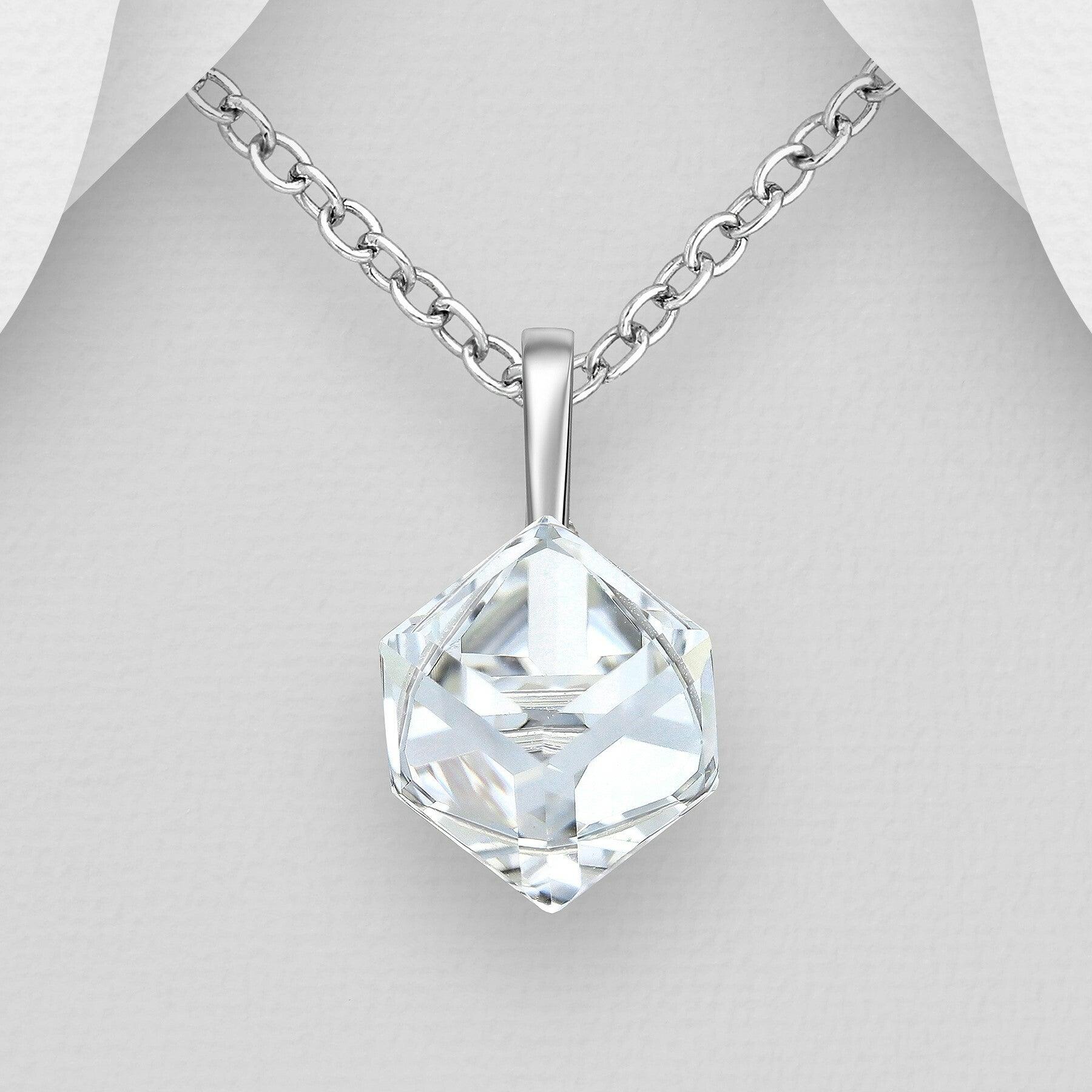 PREMIUM COLLECTION|Thea -modern silver pendant with crystal