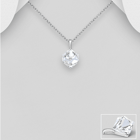 PREMIUM COLLECTION|Thea -modern silver pendant with crystal