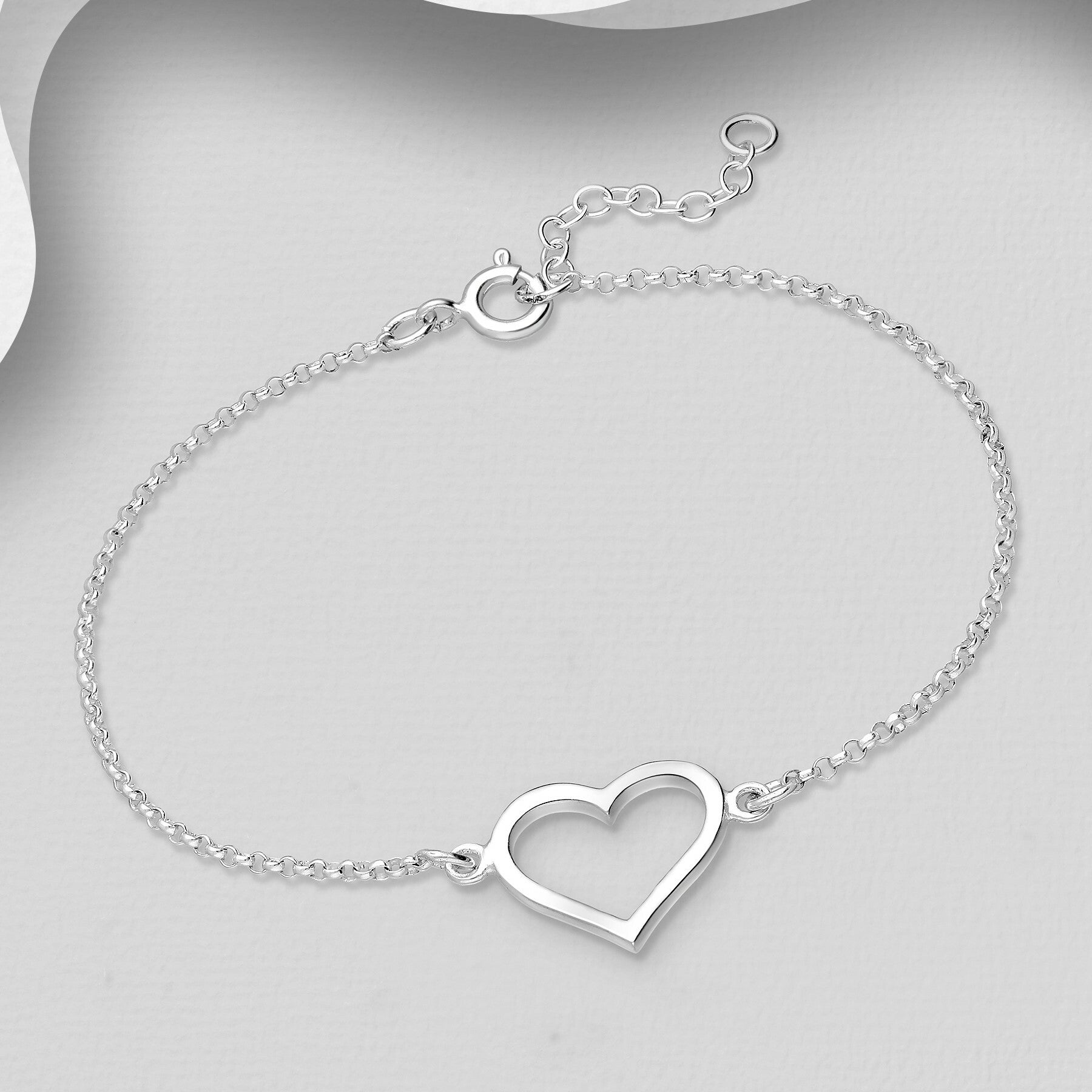 PREMIUM COLLECTION|Katrina -hopeinen rannekoru sydämellä