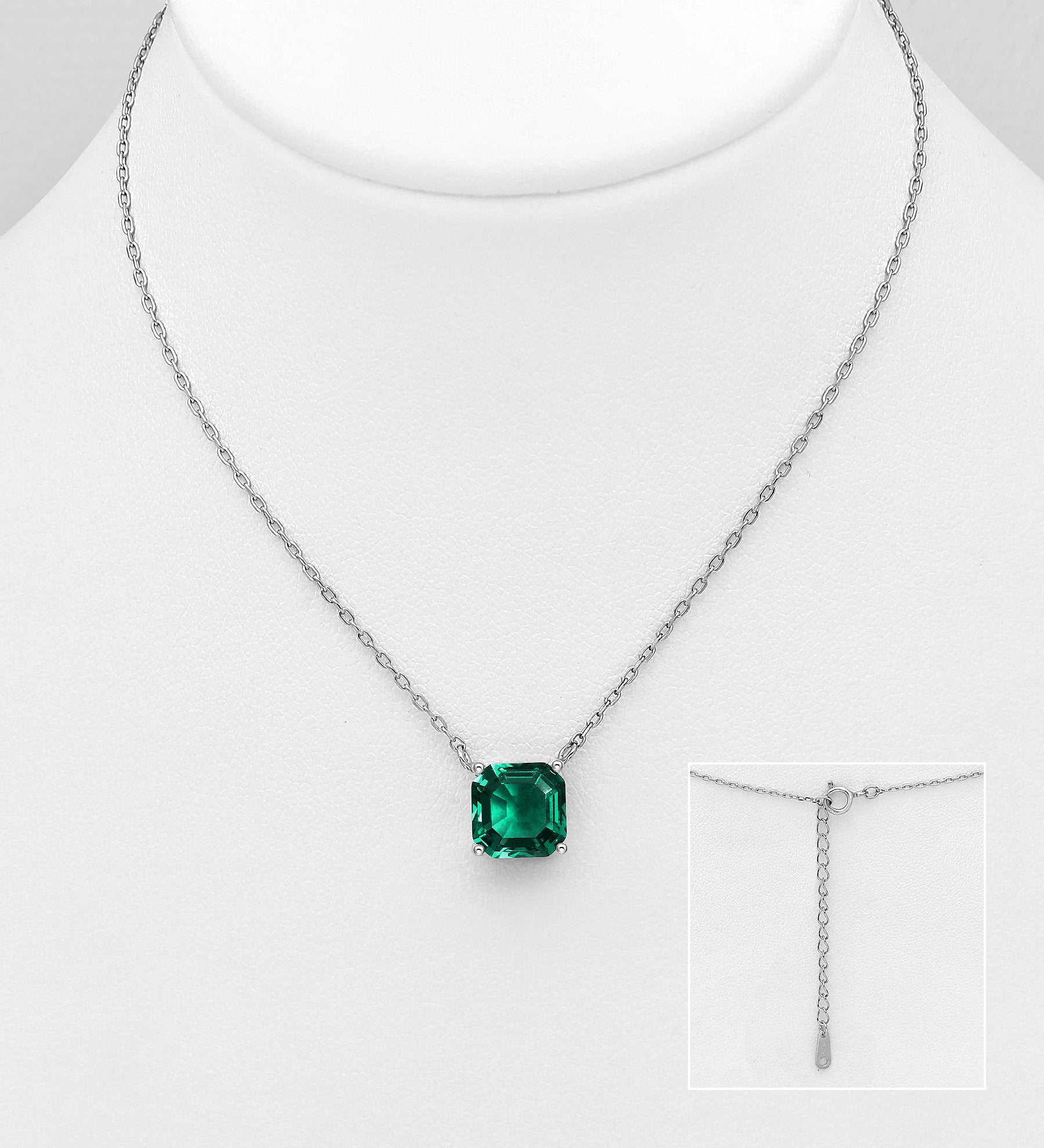 PREMIUM COLLECTION|Vanessa -hopeakaulakoru vihreällä kristallilla