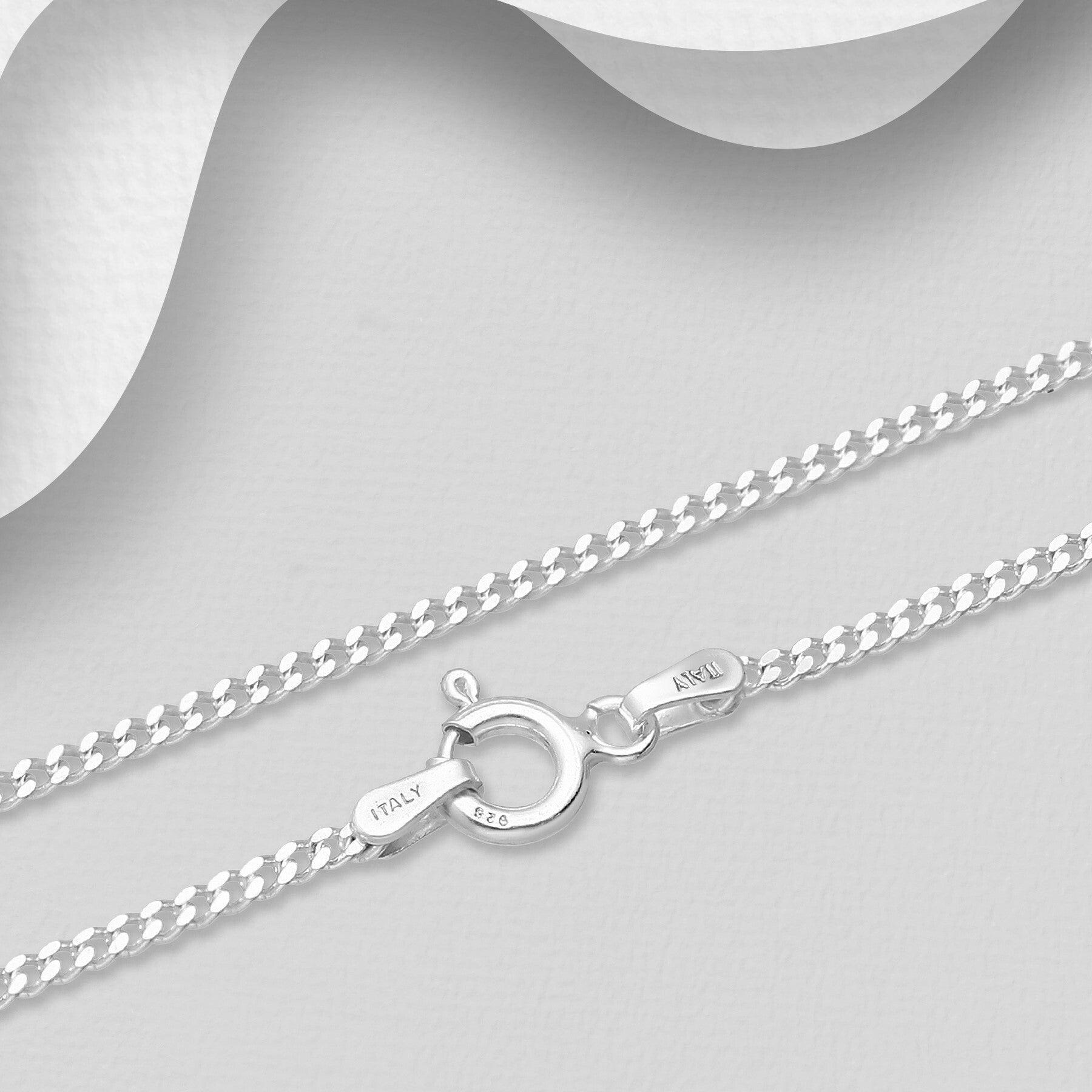 Hopeinen riipusketju, Silver Curb Chain -hopeinen 55cm  panssariketju