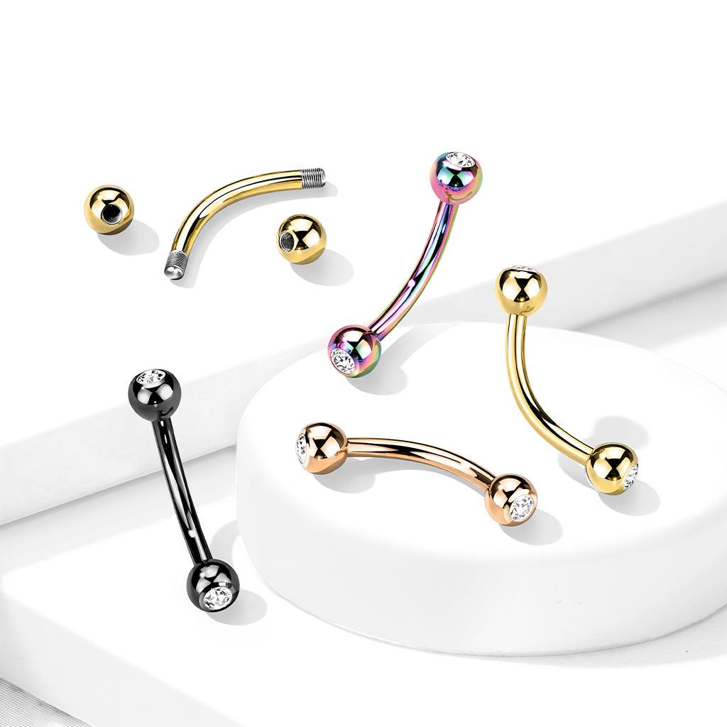Bananabell/kaareva tappi 1,2mm -Titanium Curved Barbell in Black