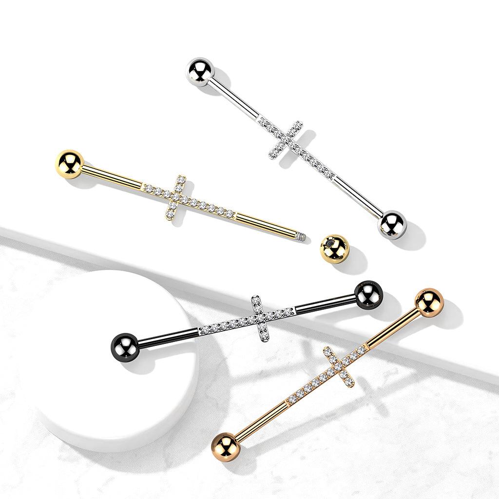 Industrial, Cross Titanium CZ in Black -titaaninen risti-industrial