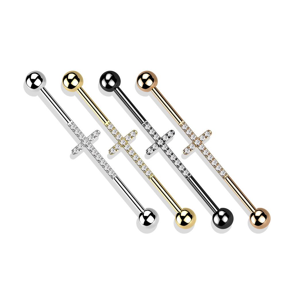 Industrial, Cross Titanium CZ in Black -titaaninen risti-industrial