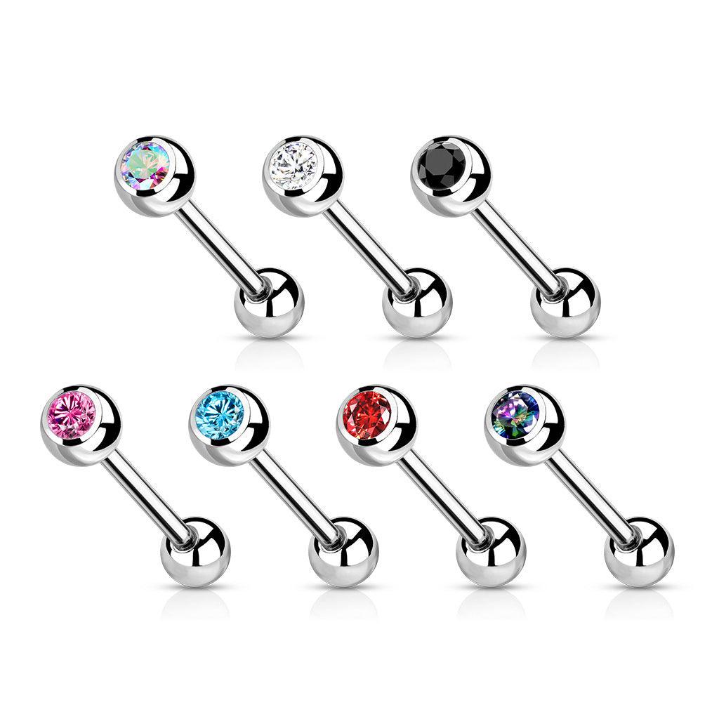 Barbell/kielikoru, Titanium Barbell With Aurora Borealis CZ