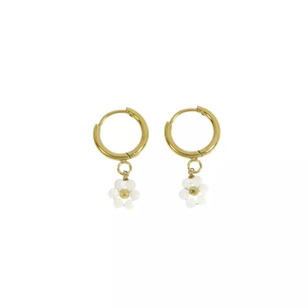 FRENCH RIVIERA|Mini Maya Earrings -valkoiset kukkarenkaat