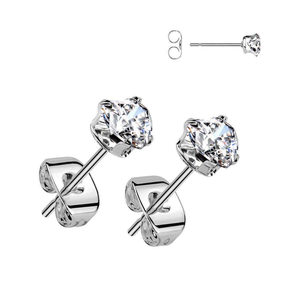 Kirurginteräsnapit, Heart Earrings -kirkkaat sydännapit (kolme kokoa)