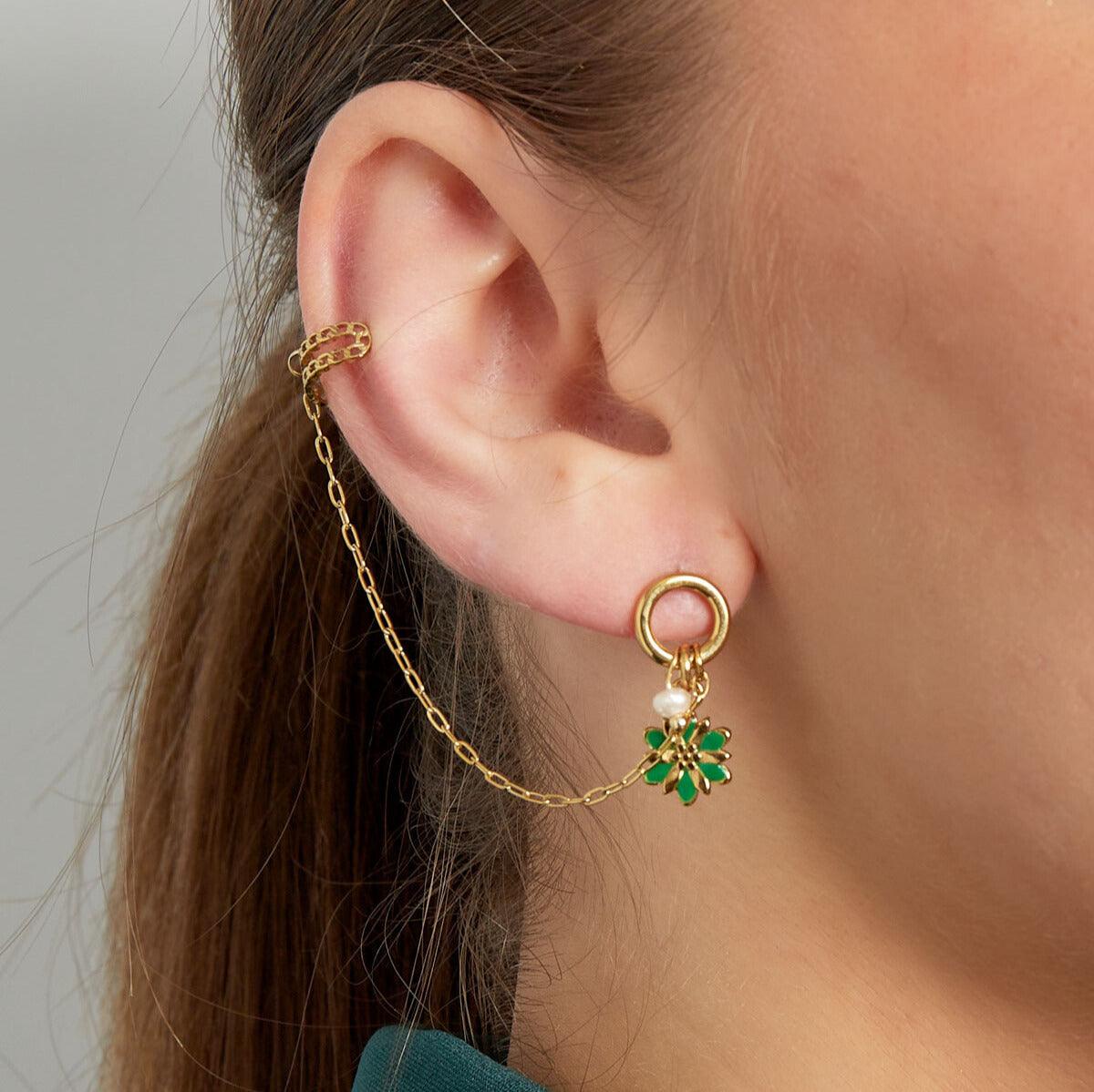 FRENCH RIVIERA | Addy -kirurginteräs ear cuff kukalla (pinkki)