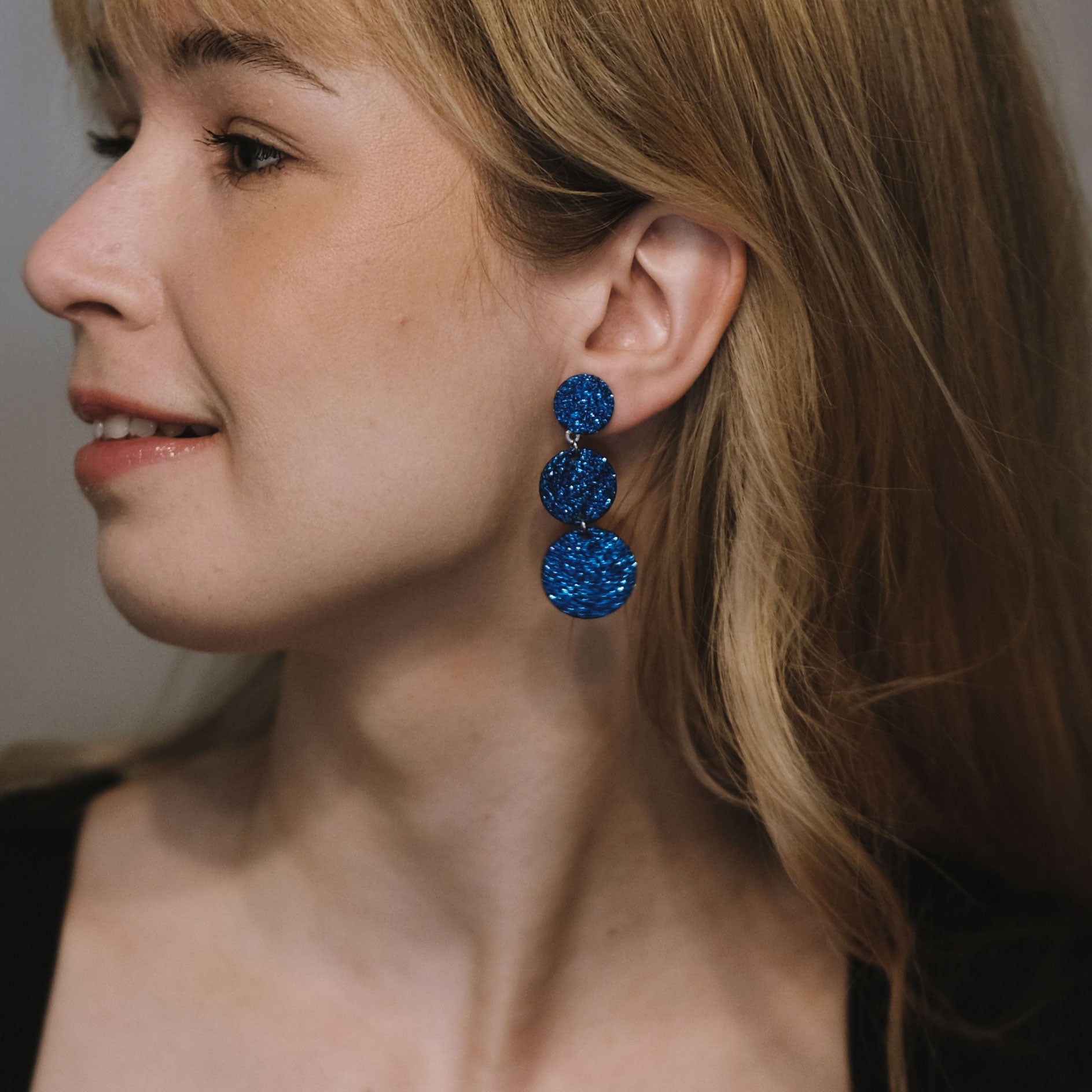 LEMPI® earrings, Ilona (dark pink glitter)