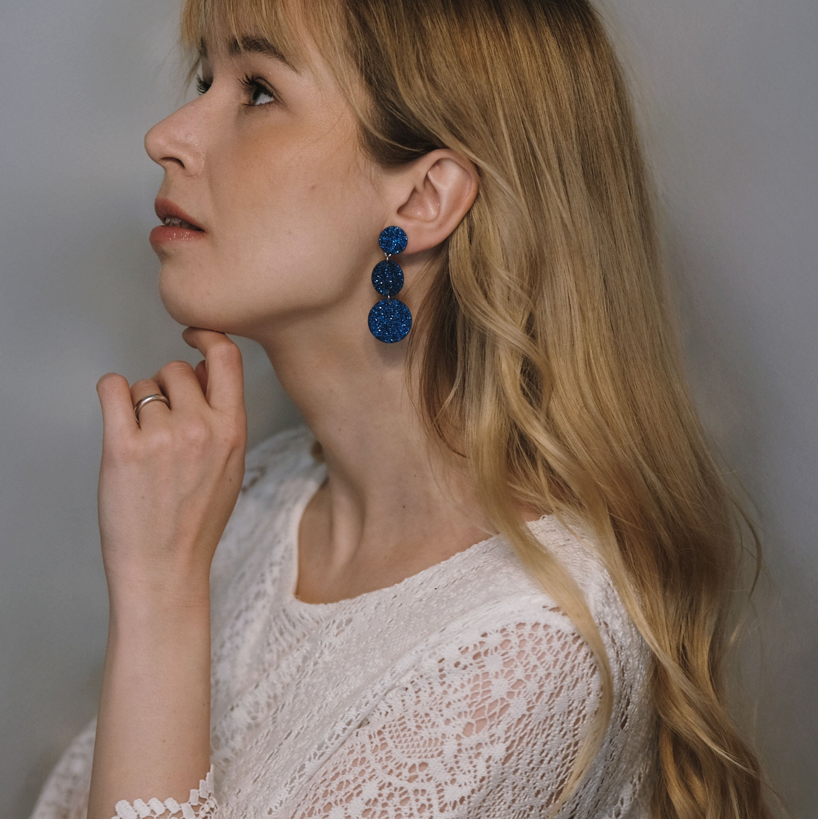 LEMPI® earrings, Ilona (dark pink glitter)