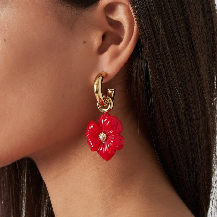 Earrings, FRENCH RIVIERA|Jasmine flower earrings (red)