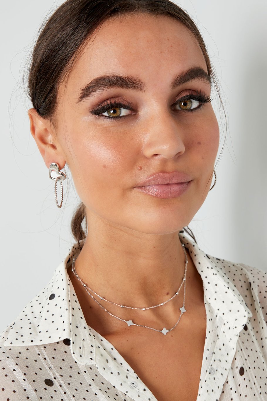 French Riviera | Clémence – kaksinkertainen onnenapila kirurginteräskaulakoru (hopea)