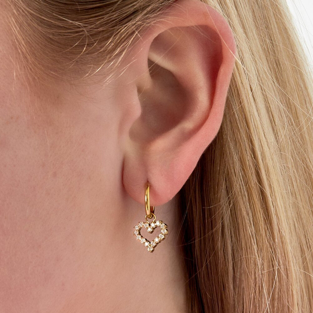 FRENCH RIVIERA | Amour Glow – sydänkorvakorut (kulta)